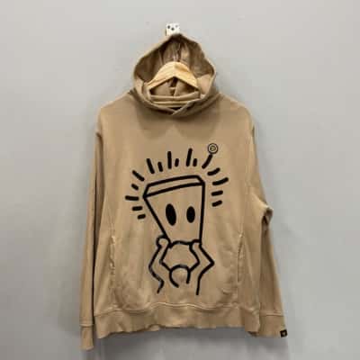 Dangerous People Mens  Size S Cotton Hoodie Beige 