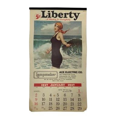 Vintage Liberty Calendar 1927 Reprint