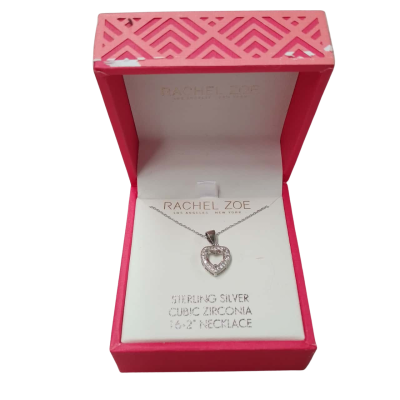 Rachel Zoe Women's Silver and Cubic Zirconia Heart Necklace 