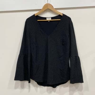 Witchery Womens  Size S Long Sleeve Top Black  / Grey 