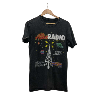 Coldplay Alien Radio Tour Shirt Unisex  Size S Grey 
