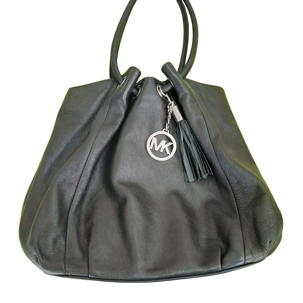 Michael Kors Soft Black Leather Slouchy Tote Top Handle Handbag Silver Hardware Shoulder Bag(s)