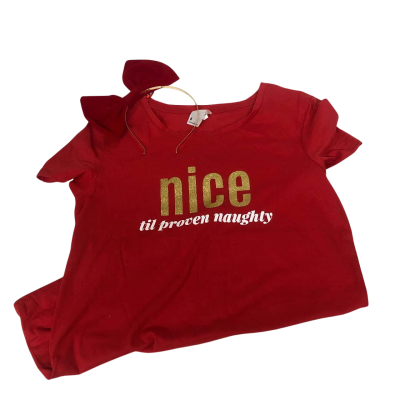Xmas Kids  Size 6 Dress / Tops Gold / Red / White with Xmas Headband - NEW