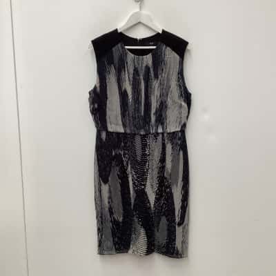 Saba Silk Sleeveless Print Dress - Size 12