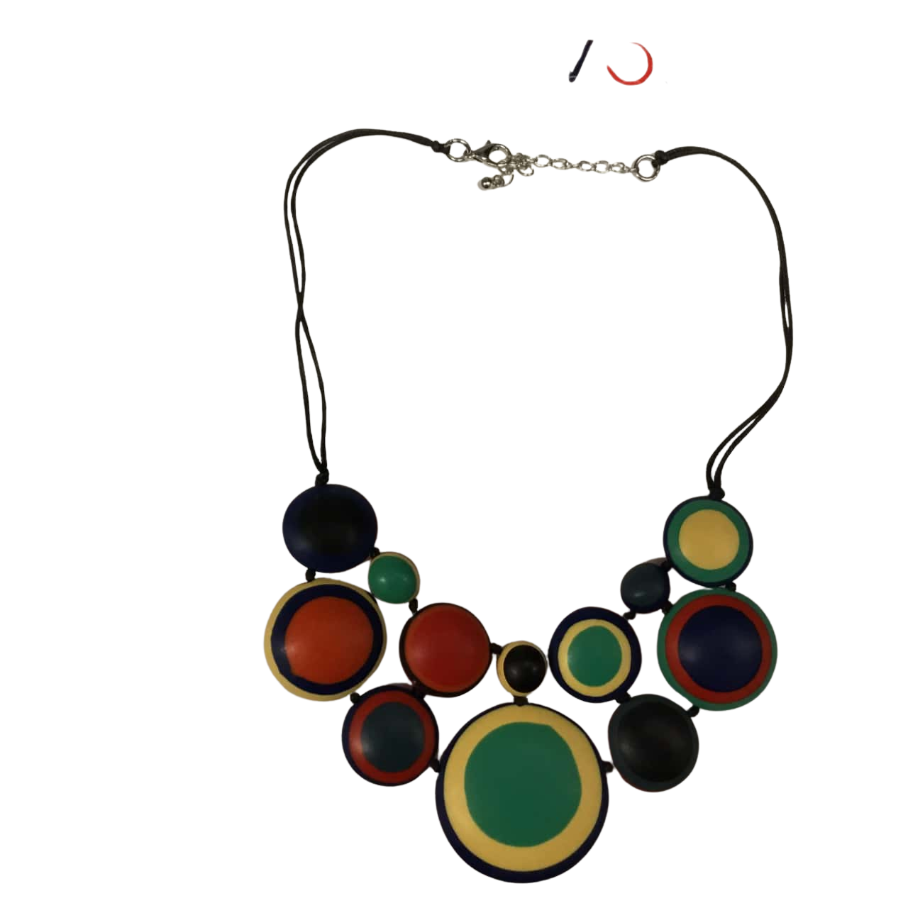 Multicoloured Wooden Circles Necklace Adjustable(s)