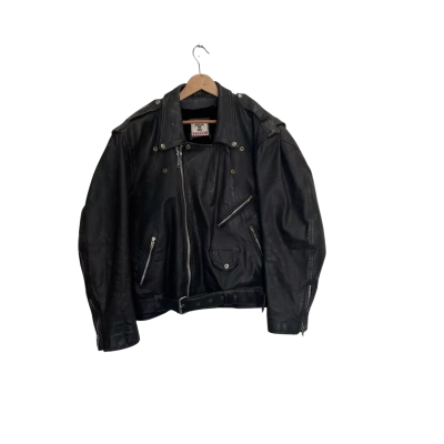 Vintage Mens Falcon Leather Jacket Black  