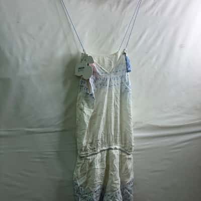 Pavement Brands Kids Size 12 Playsuit White / Pattern / Silver beads / blue BNWT 