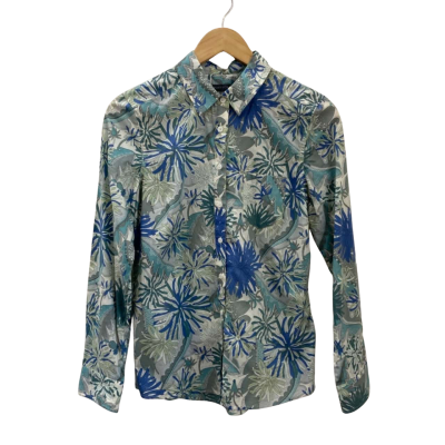 Sportscraft Womens  Size 8 Long Sleeve Shirt Blue / Floral / Grey 