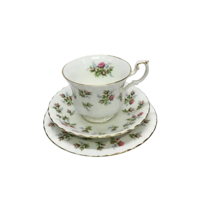 Vintage Royal Albert Winsome Tea Trio With Floral Sprays & Gold Trim