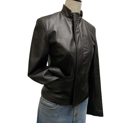  Womens  Size S Bomber Jacket Black Atelier Sheepskin Leather Jacket 