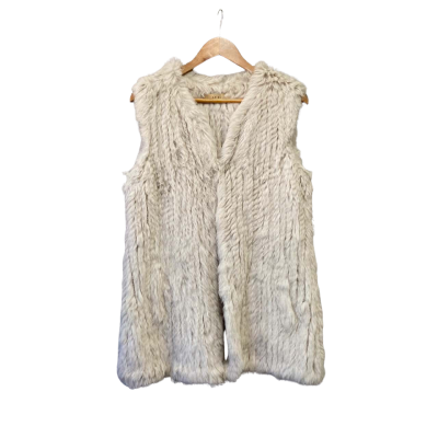 Arielle Womens  Size S Rabbit Fur Vest Jacket Cream 