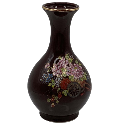 Vintage Japanese Chocolate Brown Bud Vase 12 cm     Cube