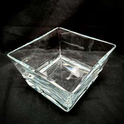 Krosno Poland Heavy Crystal Glass Square Bowl 3.933kg Weight x 21cm Square x 13cm Height  (cab)