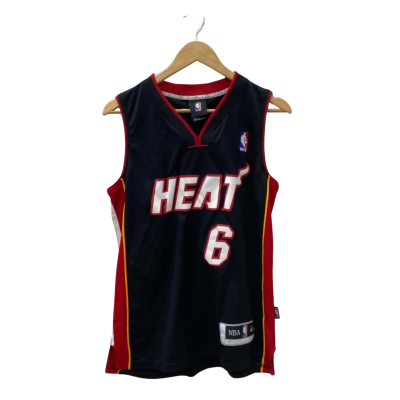 NBA Mens  Size 42 Jersey Black  / Red  Miami Heat #6 James