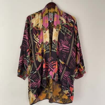 Johnny Was Womens Size S Kimono - Vibrant Floral Print - Reversible - Pockets -Rare