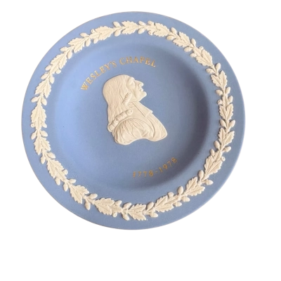 Vintage Wedgwood Jasperware Round Blue Small Plate Wesley”s Chapel