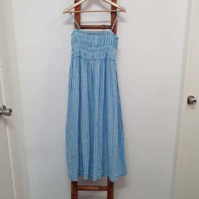 Seed Heritage Women's Size 16 Amalfi Stripe Linen Maxi Dress - New With Tags