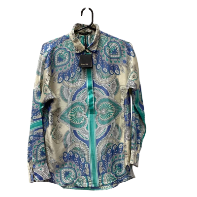 NEW - Massimo Dutti Womens  Size UK 14 cream green blue blouse  