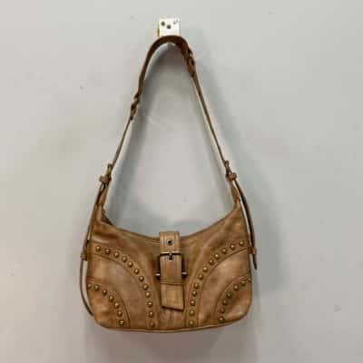 Cotton On Womens Shoulder Bag Brown / Gold Studs
