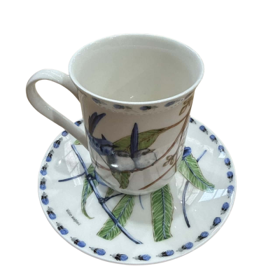 Illustrated By Sara Attanasio Feathered Jewels Set of 2 Mug & Saucer 