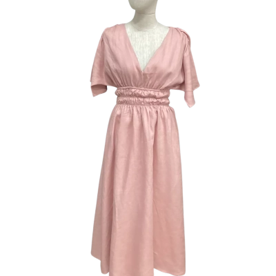 AERE Womens  Size 8 Midi Dress / Short Sleeve Dress Dusky Pink  