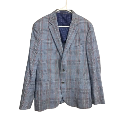 Trent Nathan Mens  Size L Linen/Cotton Blend Checked Blazer 