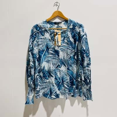 Liz Jordan Womens  Size 16 Long Sleeve Shirt Blue / White 