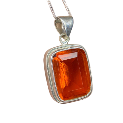 Orange Glass Silver 925 Pendant on Silver Coloured NS Chain