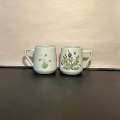 Vintage Buchanan Portobello Finnest Stoneware Thistle Flower Mugs 