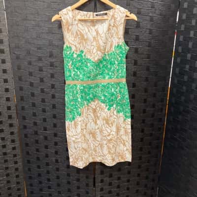  Womens  Size 8 Penny Black Dress  Beige / Green / White 
