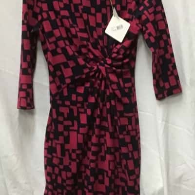 Anthea Crawford Womens  Size 10 Long Sleeve Dress Navy Blue / Pink  