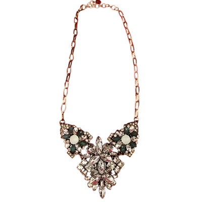 Womens Beautiful Chunky Costume Jewellery with Clear and Green Cut beads Gold Style Chain