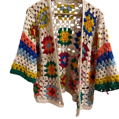 Ghanda Womens Prism Crochet  Size One Size Cardigan Beige / Pattern 
