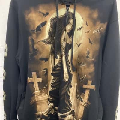 Bats and birds Womens  Size L Hoodie Black  