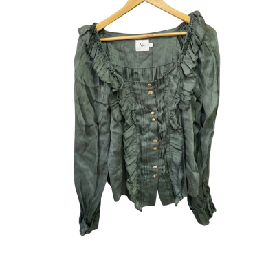 AJE Womens  Size 8 Silk Blend Blouse Green 