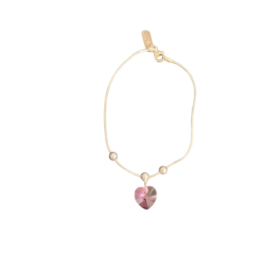 Women’s Magnolia Jewellery 925 Sterling Silver  Pink Heart Charm Bracelet 