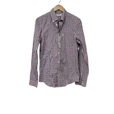 BNWT Ben Sherman Mens Size S Long Sleeve Shirt Navy Blue / Red / White 