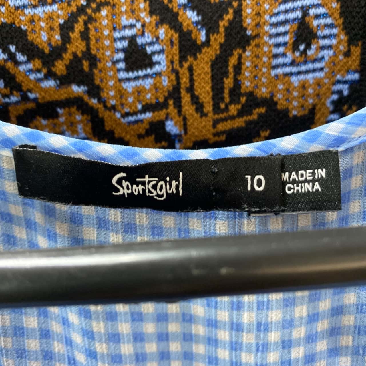 Sportsgirl Womens Size 10 Babydoll Dress Blue / Gingham / White (s)