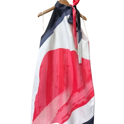 Blessed are The Meek Womens Size 8 Halter Neck Dress White/ Red/Black