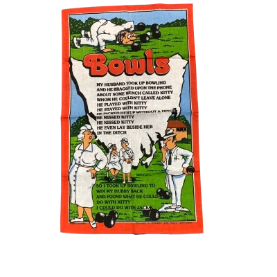 Lawn Bowls Souvenir Tea Towel