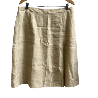 Brand New David Lawrence Womens  Size 16 Melody Linen Blend  Mini Skirt Beige Gold 