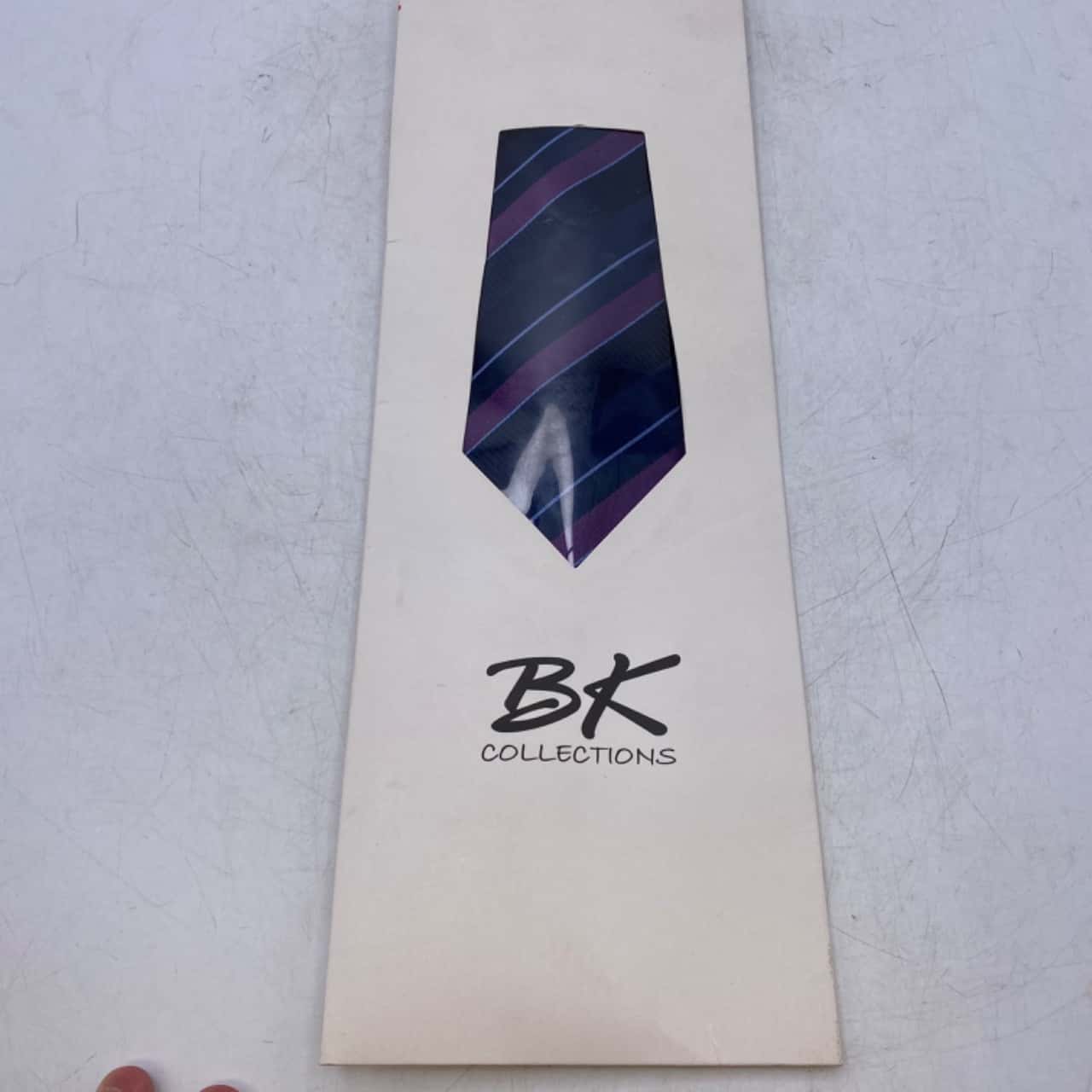BK Collection 100% Silk Mens Tie Navy Blue / Purple BNIB(s)