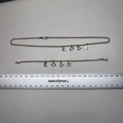 Womens 925 Love Set Bracelet Necklace 