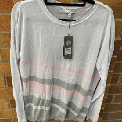 W. Lane Womens  Size L Jumper Cream / Grey / Pink  