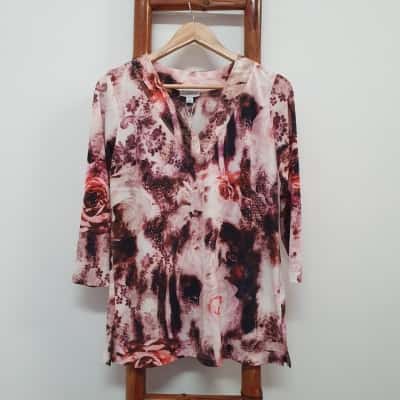 Queenspark Women's Size S Floral Bead Tunic - New With Tags