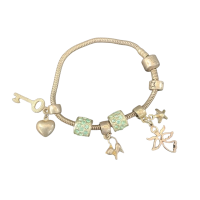  Sterling silver Charm Bracelet with 6 charms (like Pandora) Silver / Turquoise 