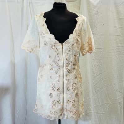 ALICE MCCALL Size 12 Silk Cocktail Dress Cream 