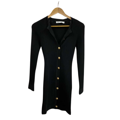 Zara Womens  Size S Mini Long Sleeve Dress Black  