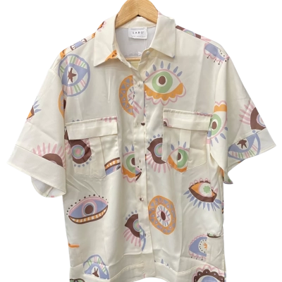Sabo Womens  Size S Short Sleeve Shirt Cream / Pattern 