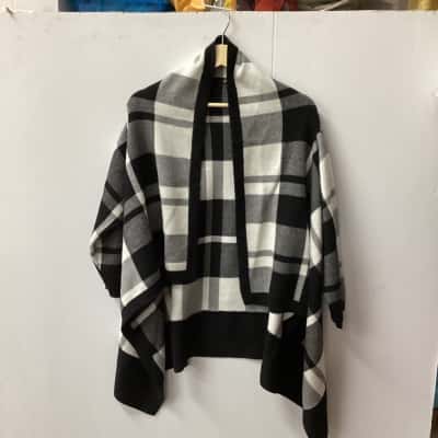 Veronica Maine Womens  Size L Cardigan Black  / Checked /White (b)